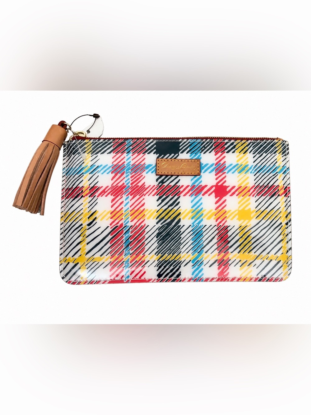 Dooney & Bourke Multicolor Plaid Vinyl Zip Pouch